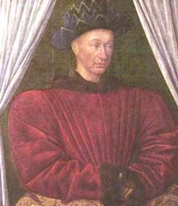 Жан Фуке. Французский король Карл VII Валуа. 1444-1451 годы. Дерево. Лувр, Париж.