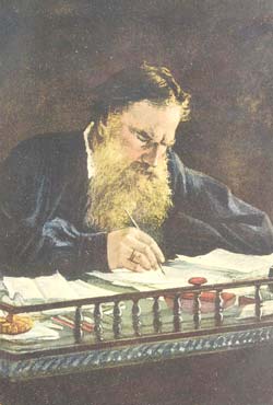 Лев Толстой за работой