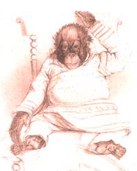 Дженни - первый орангутан, привезённый в 1838 в Лондон на забаву публике. Наблюдая его поведение, Дарвин убеждается в родстве приматов и людей.