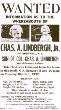Объявления о розыске похищенного Линдберга-младшего были разосланы по всем уголкам США